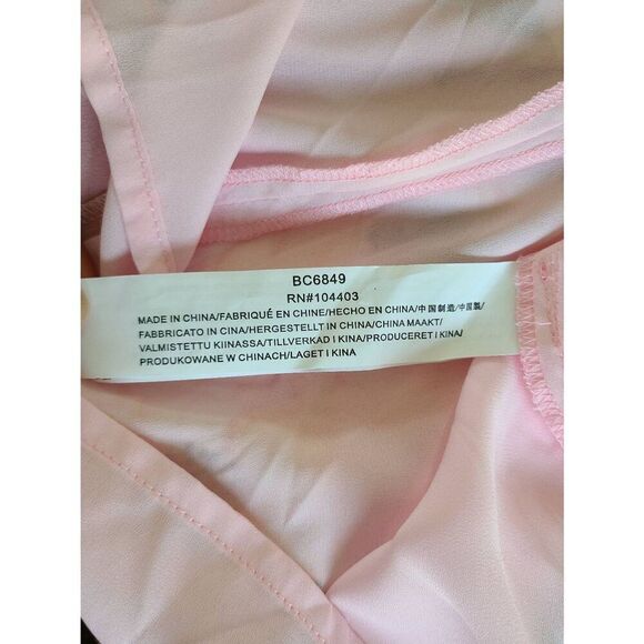 J.O.A Hi-Low Overlapping Maxi Dress Women's Small Pink Floral Printed Sleeveless - Picture 3 of 5